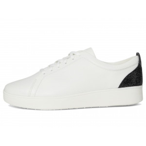 FitFlop Rally Crystal-Backtab Leather Trainers