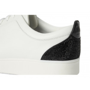 FitFlop Rally Crystal-Backtab Leather Trainers